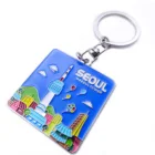 Amazon Hot Sell Keychain Blue Colored Hard Enamel Key Shaped Funky Rectangular Metal Keyrings