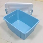 MOQ 50 sets 18L Stackable Small Size Blue Color Houseware Plastic PP Storage Box, Household Clothing Container With Lid