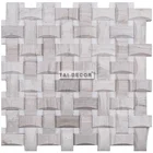 Marble Mosaic Basketweave White Mix Wooden Grey Glossy Wall Tile