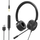 New Bee H360 3.5mm USB Plug Telephone Headphone Line Control Wired Business Headset with Noise Reduction Mic For Phones and PC