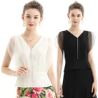 Blouse Blouse Summer High Quality Fashion Elegant Slim Silk Organza Sleeveless Casual Women Blouse T-Shirt Top Shirt