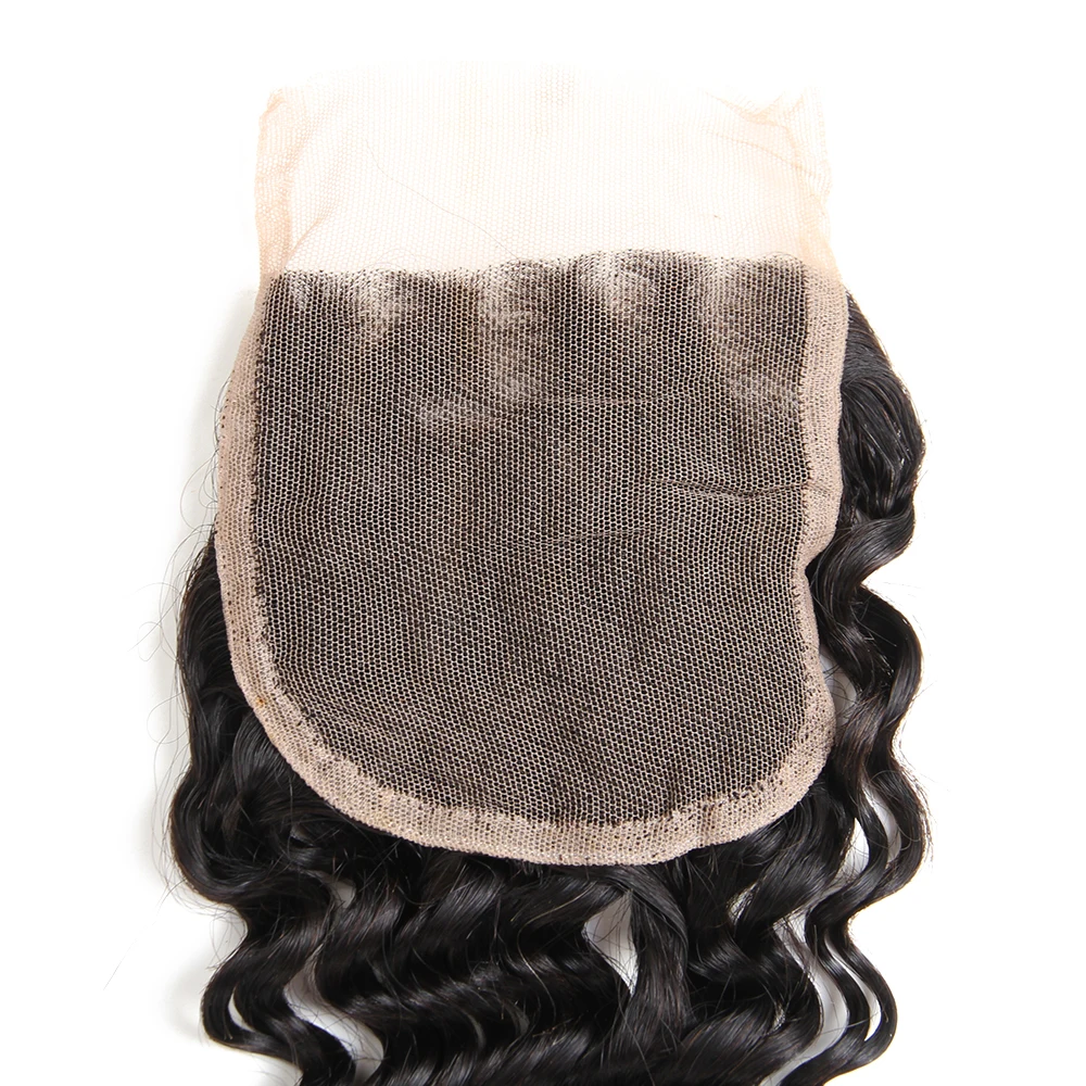 6A cheap deep wave brazilian human hair 4*4 lace closure