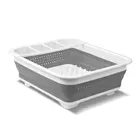 home organizer grey/white collapsible drying dish drainer rack kitchen