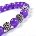 F177 Luxury Fashion Jewelry Natural Stone Custom logo Bangle Homme Cuir Energy Elastic Rope Jade Beads Bracelet