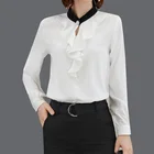 Flounces chiffon shirt women's long sleeve spring and summer fashion loose stand collar women's top