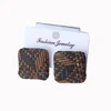 Japan and Korea fashion cheap wholesale round square snake skin pattern Lafite button stud earrings