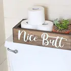 Box Farmhouse Rustic Nice Butt Bathroom Decor Toilet Paper Wood Holder Box
