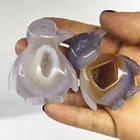 Wholesale High Quality Natural Hand Carved Agate Crystal Small Penguin Agate Geode For Home Decoration