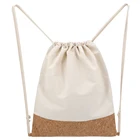 2020 Simple Outdoor Storage Bag Environment Friendly Eco Cotton Canvas Cork Joint Drawstring Backpack