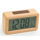 wood/bamboo material Large size LCD digital smart clock/ alarm snooze clock