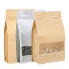 Paper Pouch Compostable Pouches Brown Kraft Paper Compostable Biodegradable Packaging Bags Flat Bottom Flour Pouch