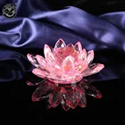 MH-LH005 Beautiful pink crystal glass lotus flower wedding favor