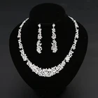 2020 Fashion Jewelry Elegant Silver Color Tassel Rhinestones Bridal Jewelry Sets Alloy Wedding Necklace Earrings Sets