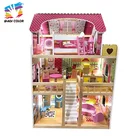 Ready To Ship pink kids wooden doll house with lights W06A163D