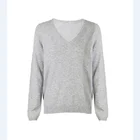 Custom Winter Cashmere rib Knit Sweater Women Cashmere Knitwear V-neck pullover sweater