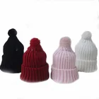 Cute and soft color knit baby winter kids pom hat