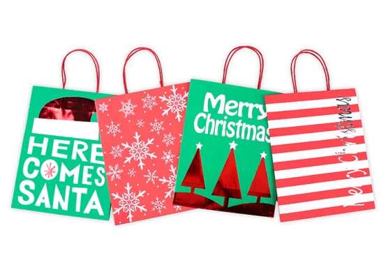 wholesale merry christmas kraft paper bag holiday craft gift