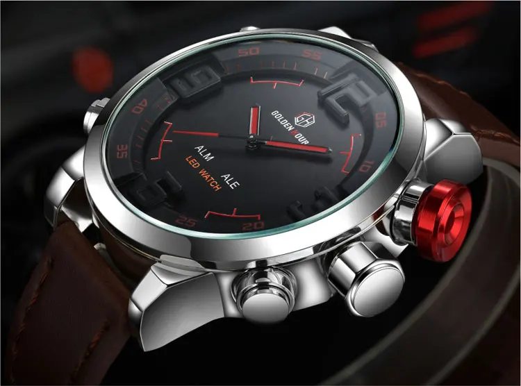 Electronic waterproof watch mens luxury  fashion  leisure watch led  sport quartz watch