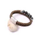 Jewelry Bracelet Fashion 2020 Jewelry Natural Stones Vintage Color Real Leather Cord Men's Leather Bracelet