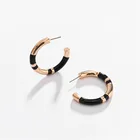Custom Female Jewelry Alloy Geometry Semi CC shaped Large Hoop Enamel Earrings