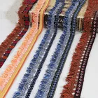 Folk Cotton Jacquard Short Fabric Fringe Trim for Garment Embellishment Home Textile