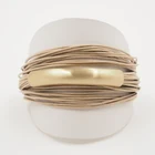 Fashion Cord Bracelet Geometric Metal Charm Bohemian Multilayer Wrap Magnet Buckle Bracelet