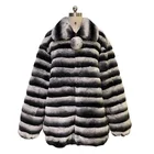 Fur Coat Rabbit Hot Sale Real Fur Coat Top Quality Dyed Chinchilla Color Winter Rex Rabbit Fur Coat Women