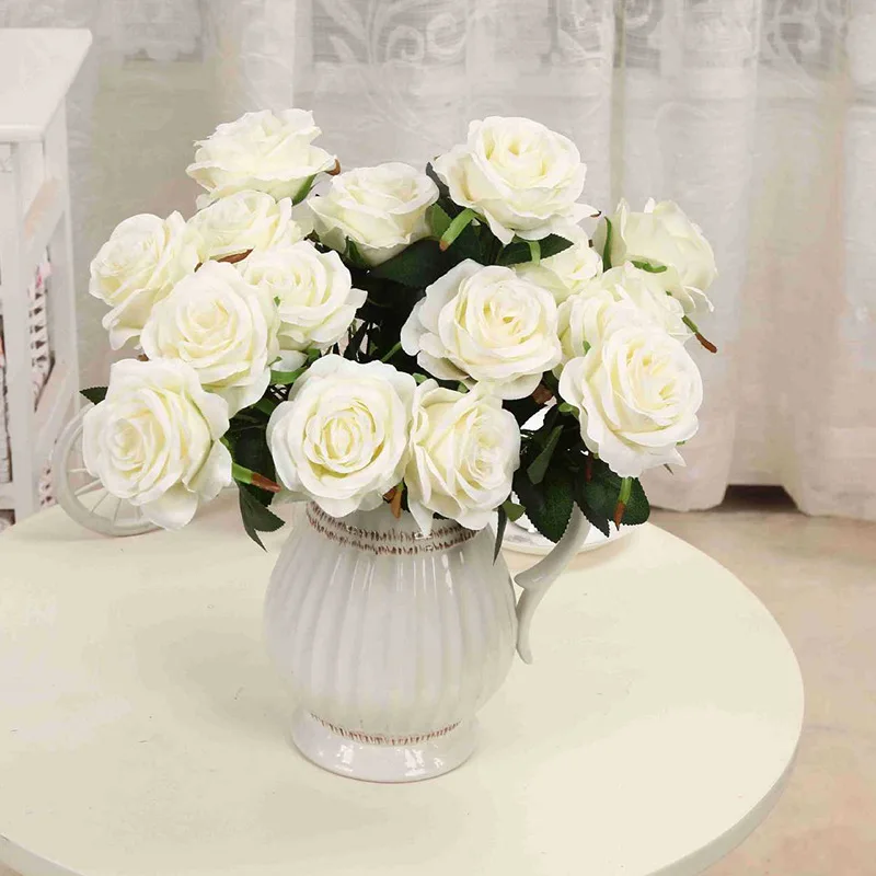 IFG ipek düğün beyaz yapay çiçekler için çiçek fon ve centerpieces düzenlemeleri
