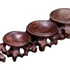 Carved Hollow-out Round Solid Wood Stand for Crystal Sphere,Ball Base,Orb Holder