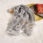 Fonesun-SKF32 Embroidered silk scarf lady's mother sun gauze multi-functional scarf sheer shawl