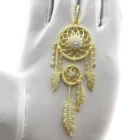 Jewelry Brilliant Cz Feather New Design Gold Jhumka Earrings Saudi Gold Jewelry Hot Sale