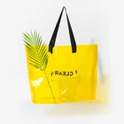 customized vinyl clear pvc tote shopping bag transparent with black logo printed