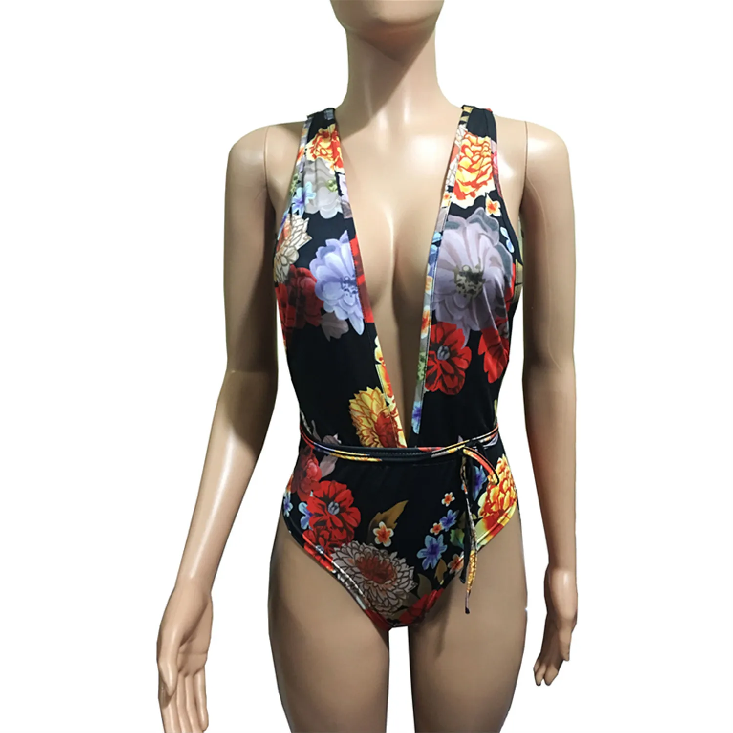 Robe De Bain Sexy Micro Bikini Ouvert Imprim Floral Pour Les Femmes