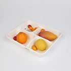Meal box 4 Compartment Heavy Duty Disposable Tree-Free white Eco-Friendly Sugarcane box NP002