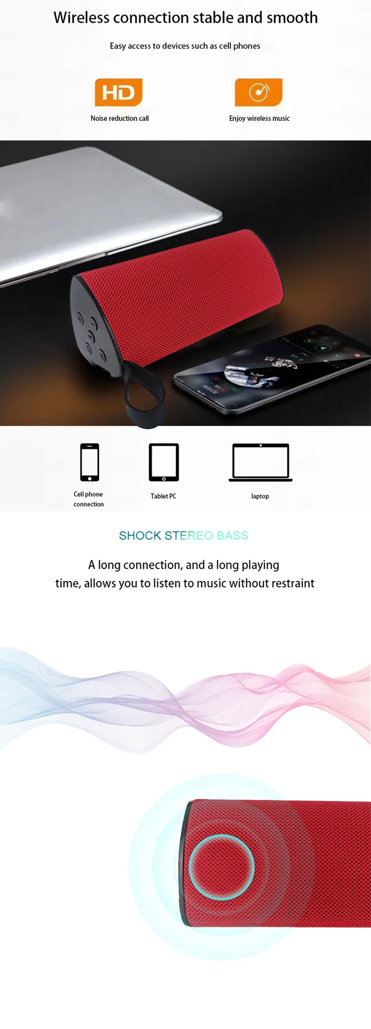 2019 Trending Products H-PT-12 BT Speaker Portable BT Bass Wireless Speaker TF Card 5W Outdoor Speaker - ANKUX.COM