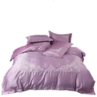 Luxury Embroidery Design hotel silk bedding set cotton bed sheets