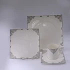 Sets Dinner Set Cartoon Gold Decal Bone China Square HP Shape 46pcs Dinnerware