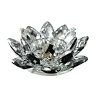 MH-Z142 Gold champagne Crystal Lotus Flower Candle Holder