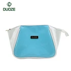 Shiny PU custom metal logo customised cosmetic pouch bag