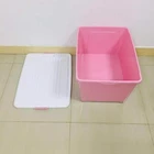 MOQ 50 sets 75L Stackable Large Size Pink Color Plastic PP Lid Container With 4 Wheels For Houseware Clothing Storage