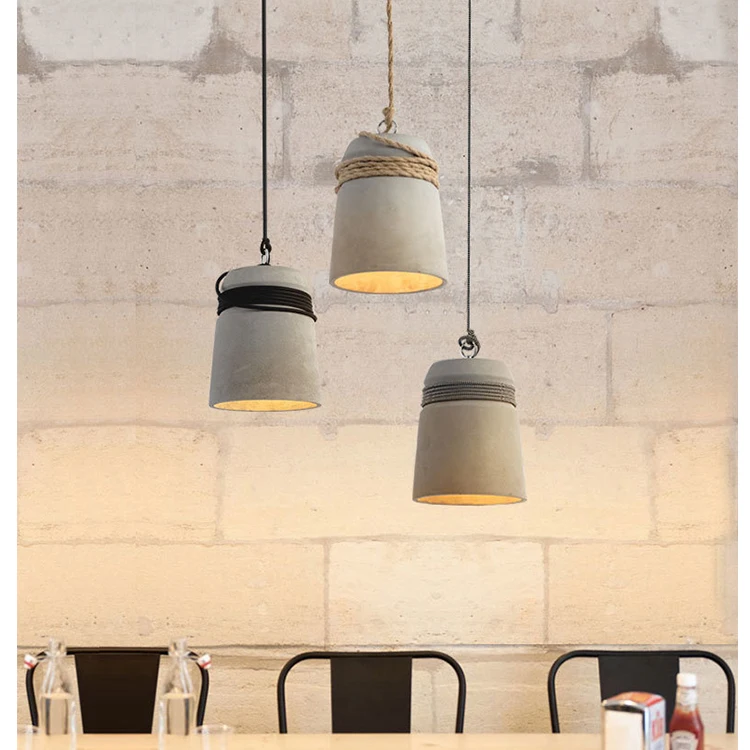 Cement industrial loft concrete chandelier bar modern pendant light