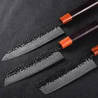 Set Handmade High Carbon 9Cr18 Damascus Steel Kitchen Knife Set