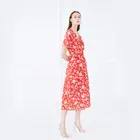 Women Casual Dress Print V-Neck High Split Sexy Long Floral Maxi Dress