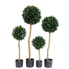 Indoor artificial green topiary bay ball tree boxwood trunk custom height