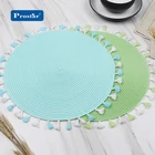 Placemat Round Table Placemats PP Woven Table Mat Round Placemat Tassel Edge Pantone Color Accepted 35cm 38cm