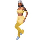 Europe and America hot sale women trousers solid color two-piece set bell bottom pants