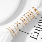 Jewelry Fashion Gold Color Round Hollow Geometric Jewelry Rings For Women Cross Twist Joint Rings Set
