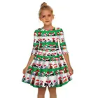 Hot Sale Cat Christmas Digital Print Girl Middle Sleeve Dress Cute Kids Princess Dress New girls' skirts
