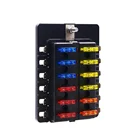 12 Way Fuse Box Holder Blade Fuse Block Box with LED Indicator Protection Cover with Label for SUV
