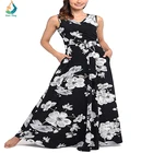 2019 Women's Clothing Flower Print Casual Long Dress Summer Elegant Ladies Long Party Dress